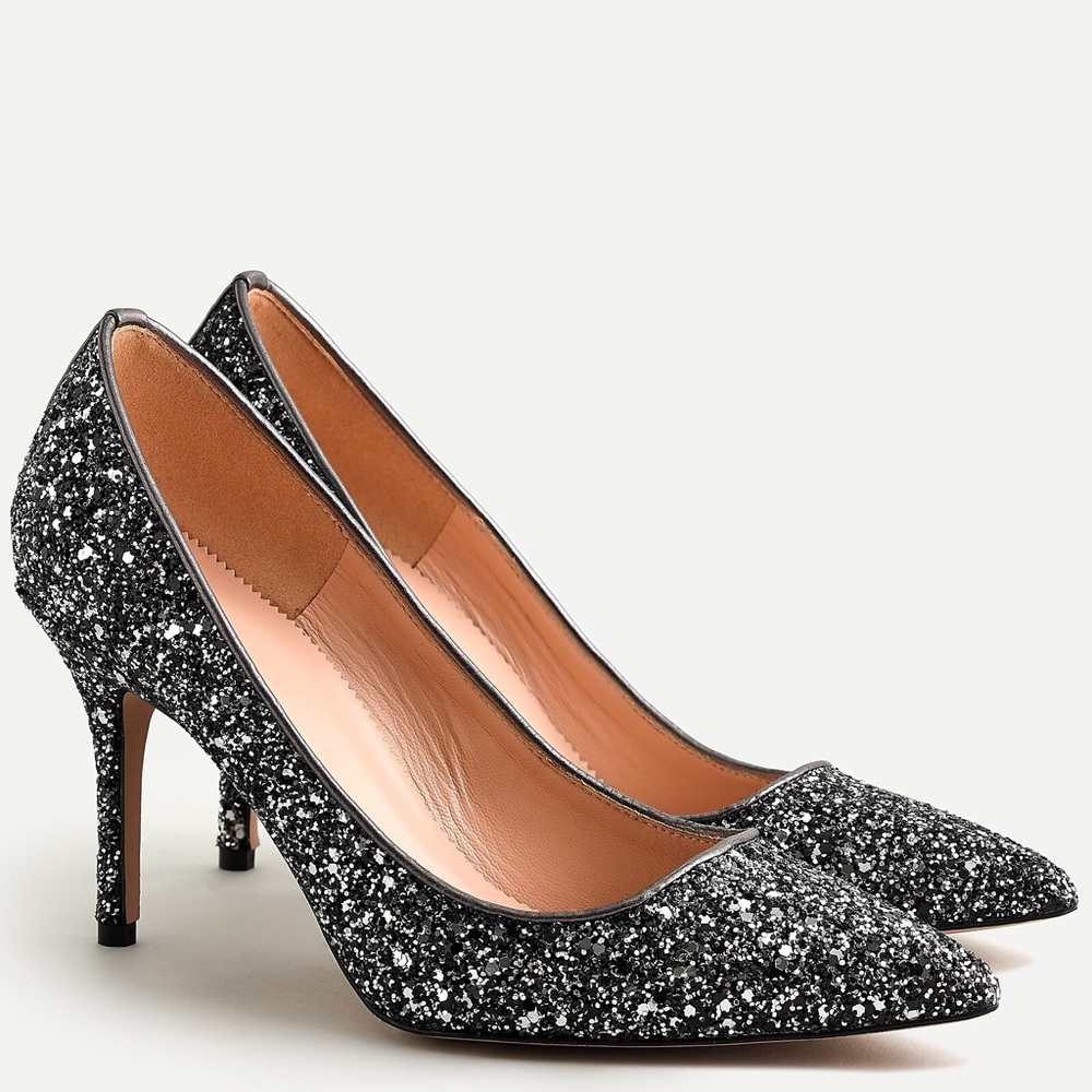 J. Crew Elsie pumps in gunmetal glitter